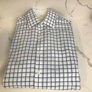 Michael Kors Men’s Dress Shirt 14 1/2 Small Window Check White /Navy /Blue